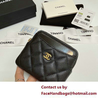 Chanel Grained Calfskin  &  Gold-Tone Metal Zip Coin Purse AP2061 Black 2025